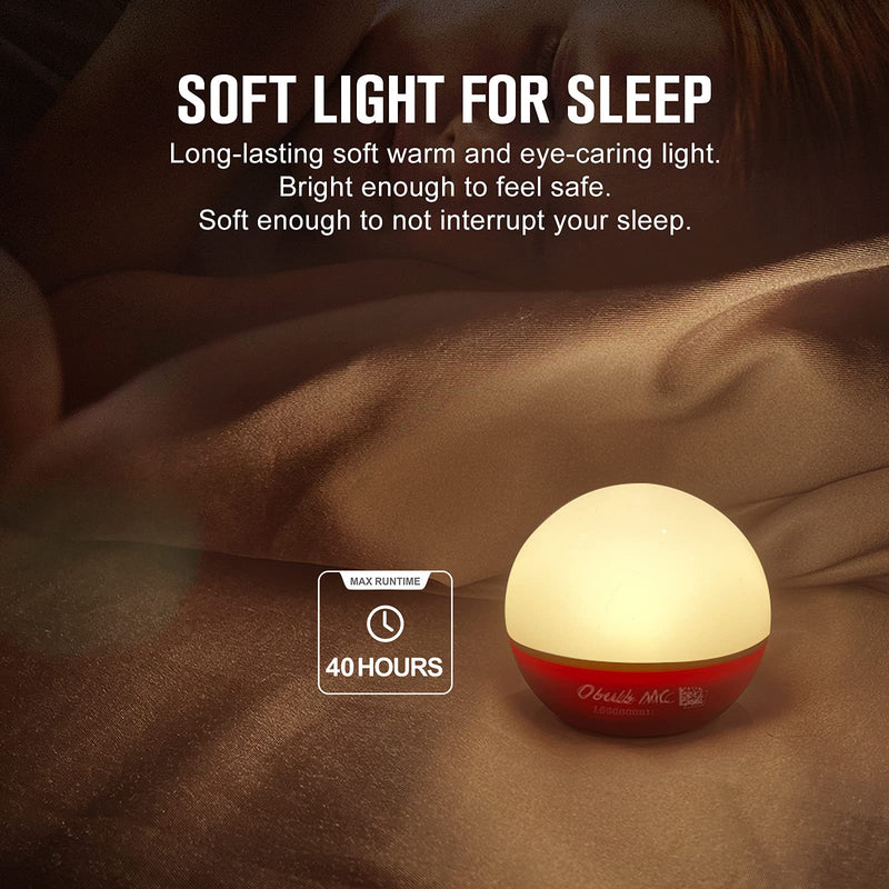 [Australia - AusPower] - OLIGHT Obulb MC 75 Lumens 8 Modes Multi-Color LED Night Light, MCC Rechargeable Bedside Lamp with Magnetic Bottom for Bedroom, Home Decor, Camping (Red) Red 