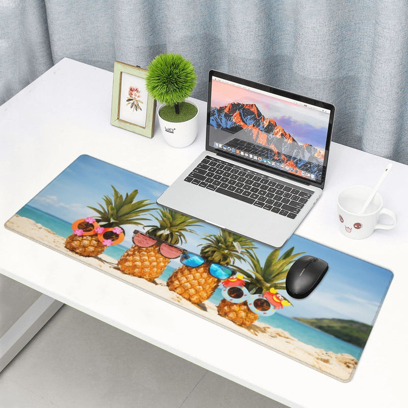 [Australia - AusPower] - Pineapple Mouse Pad Stitched Edge XL Large Mousepad 31.5" X 12" Rubber Base Non Slip Desk Mat for Laptop Pc Computer Gaming Pineapple 