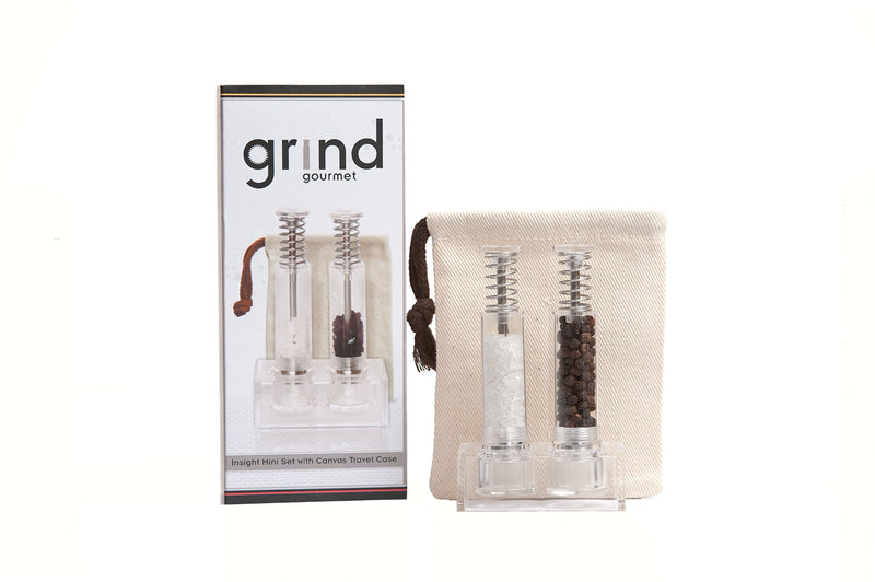 [Australia - AusPower] - Travel Salt And Pepper Grinder Set, Grind Gourmet Original Pump & Grind Salt and Pepper Push It, Spice Grinder (Clear) Clear 