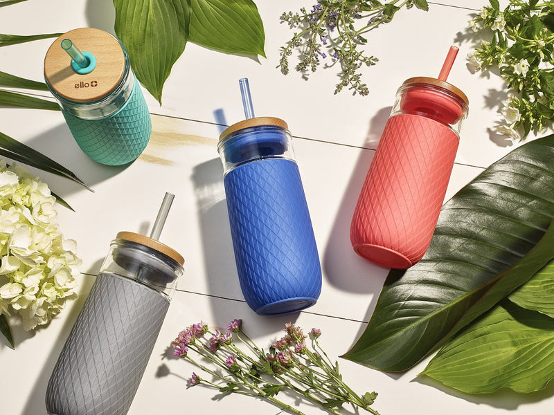 [Australia - AusPower] - Ello Devon Glass Tumbler with Silicone Sleeve Mint 