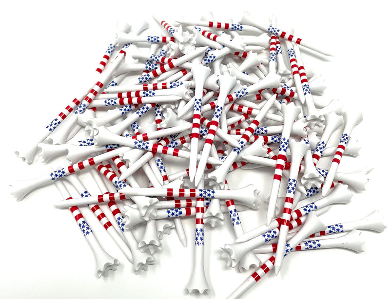 [Australia - AusPower] - NorthPointe 3 ¼” USA Stars and Stripes America Flag Golf Tees Plastic - 100 Tees in Bulk – Patriotic 
