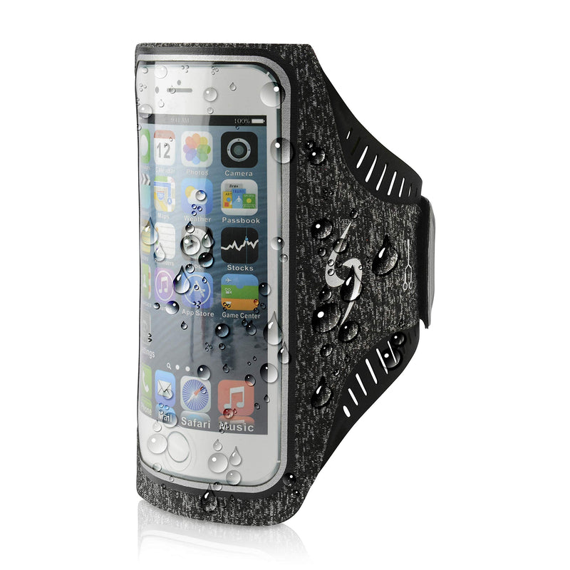 [Australia - AusPower] - LIFE-SPORTS GEAR Vortex Running Armband Phone Holder - Water Resistant Comfortable Ventilated Velcro Cell Phone Arm Pouch with Clear Screen Access Fits All Phones for Running, Hiking, Jogging Grey / Black 
