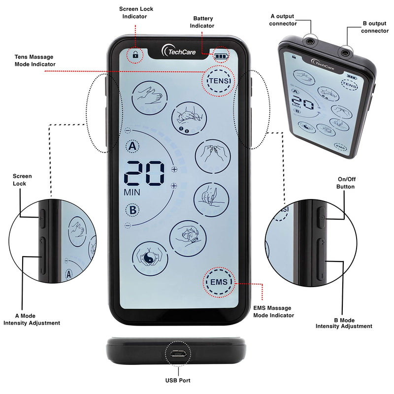 [Australia - AusPower] - Tens Unit Muscle Stimulator 24 Massage Mode Tens EMS Machine Device Touchscreen Massager Intensity Deep Tissue Shoulder Pain Relief Sciatica Tendonitis Plantar Fasciitis 