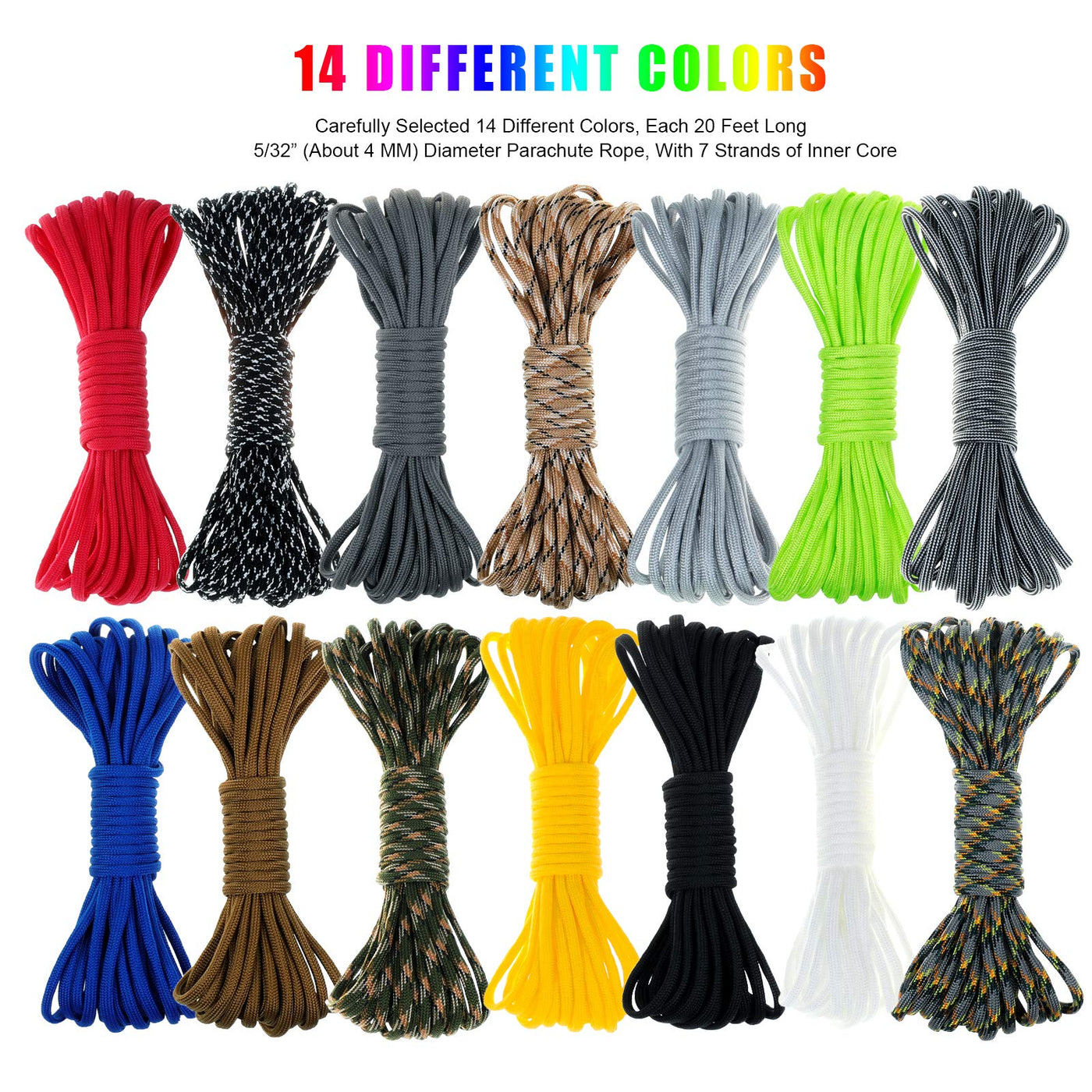 WEREWOLVES 550 Paracord Type III - Survival Paracord Bracelet Rope Kits -  Tent Rope Parachute Cord Combo Crafting Kits, Many Colors of Outdoor  Survival Rope - Great Gift 