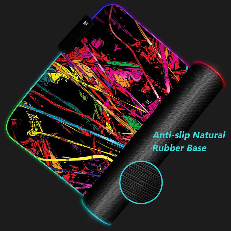 [Australia - AusPower] - Luasao RGB Gaming Mouse Pad with Coffee Coaster, Color Skull Design XXL Large Glowing LED Mousepad, Anti-Slip Rubber Base, Computer Keyboard Desk Mouse Mat 31.5 X 11.8 Inch 
