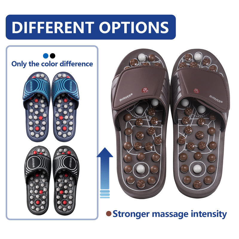 [Australia - AusPower] - BYRIVER Reflexology Foot Massager Tools, Acupuncture Massage Slippers Shoes Sandals Mat, Stress Plantar Fasciitis Relief Gifts for Men Women, Relieve Heel Arch Arthritis Neuropathy Pain (05M) Blue Spring Slippers Women(9-11) Men(7-9) 