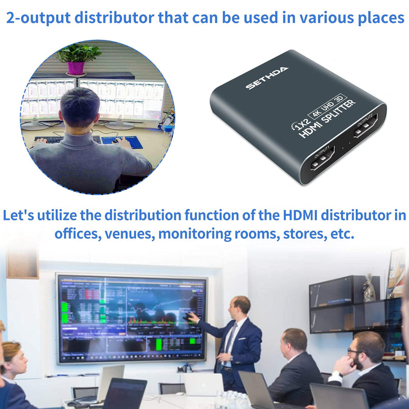[Australia - AusPower] - HDMI Splitter HDMI Switch 1 Input 2 Output,2 Ports HDMI Hub Support 4K@30Hz Ultra HD Resolution,Compatible for Box PS4 HDTV DVD Projector 