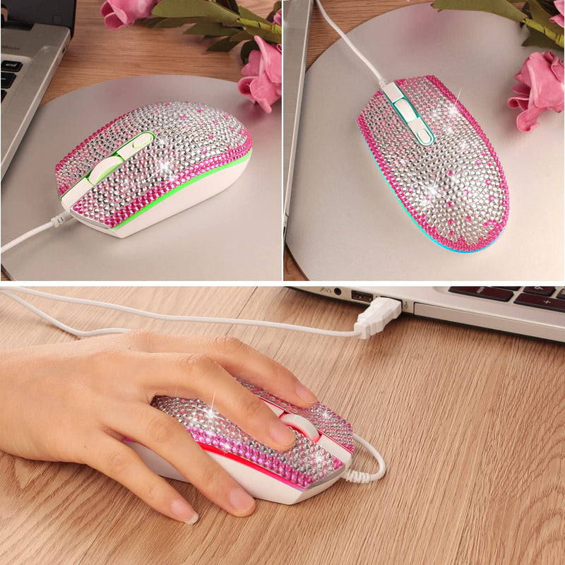 [Australia - AusPower] - Gaming Mouse,7 Colors Backlit Optical Game Mice Ergonomic USB Wired with 1600 DPI and 6 Buttons 4 Shooting for Computer/Win/Mac/Linux/Andriod/iOS. (White&Pink) White&Pink 