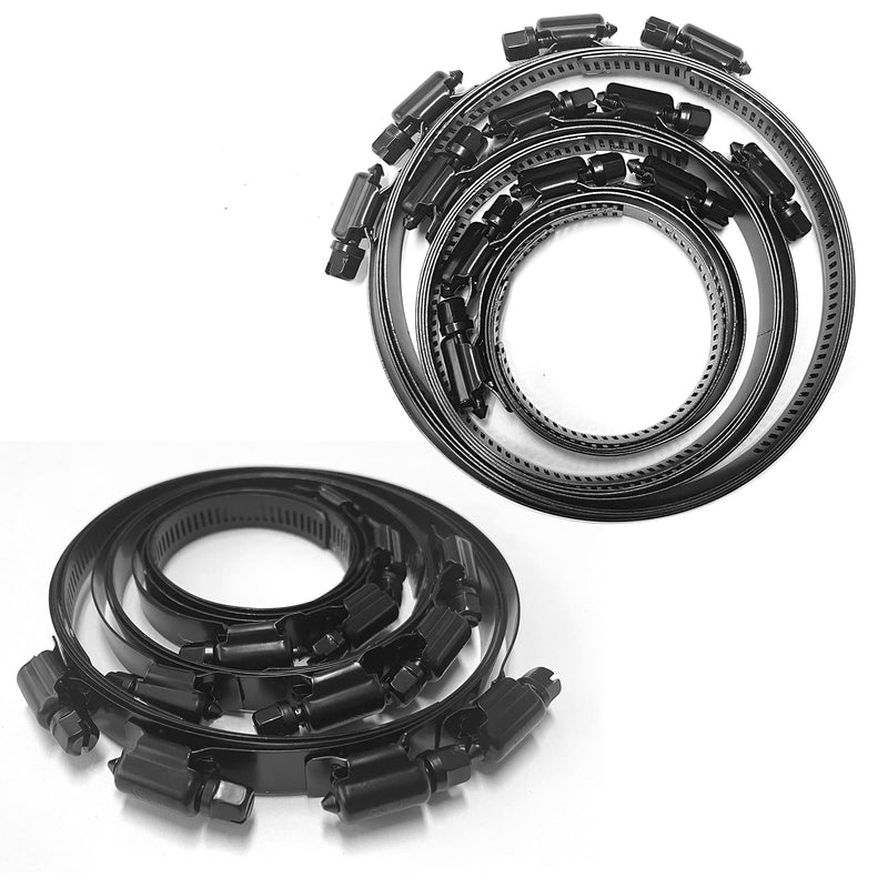 [Australia - AusPower] - ISPINNER 12pcs 304 Stainless Steel Adjustable 27-102mm Range Worm Gear Hose Clamps Assortment Kit 2 Inch, 3 Inch, 4 Inch (Black) Black 