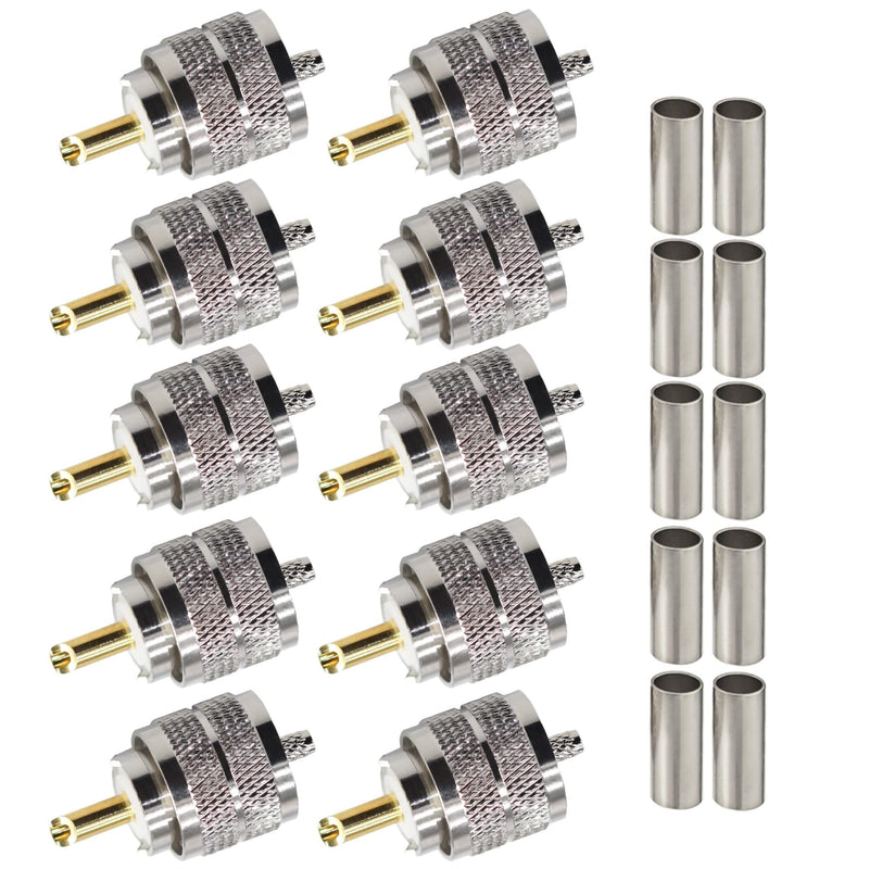 [Australia - AusPower] - TUOLNK UHF Connector 10 Pack PL259 Male Plug Crimp Coax Adapter SO239 PL-259 Connector for RG316 RG179 Compatible with CB Ham Radio Antenna UHFJ-1.5 