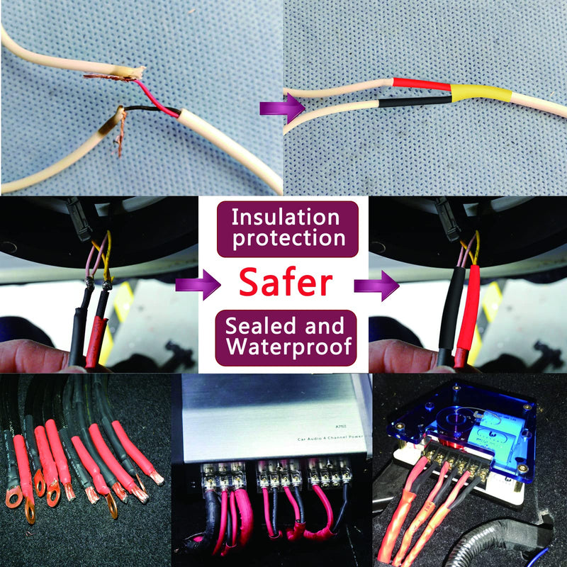[Australia - AusPower] - Heat Shrink Tubing Kit + Mini Heat Gun for Shrink Tubing Shrink Wrapping – 180pcs 3:1 Dual Wall Adhesive Lined Waterproof Heat Shrink Tubing Marine – for Wire Shrink Wrap Repair Insulation Protector 