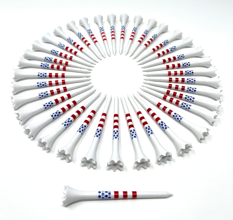 [Australia - AusPower] - NorthPointe 3 ¼” USA Stars and Stripes America Flag Golf Tees Plastic - 100 Tees in Bulk – Patriotic 