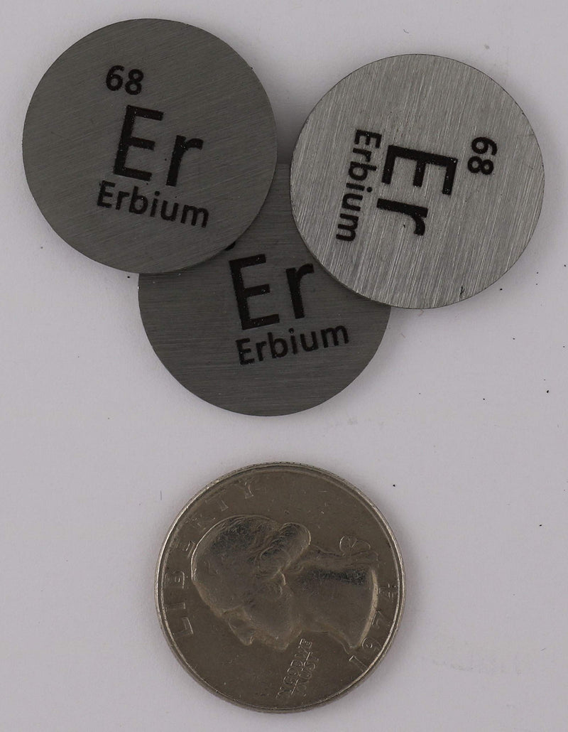 [Australia - AusPower] - Erbium (Er) 24.26mm Metal Disc 99.9% Pure for Collection or Experiments 