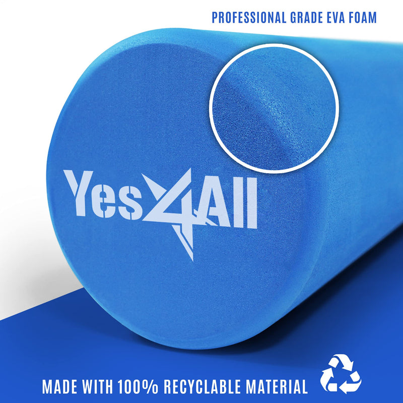 [Australia - AusPower] - Yes4All EVA Foam Roller for Back, Legs, Physical Therapy, Exercise, Deep Tissue, and Muscle Massage – Medium Density Foam Roller – Support Pain Relieved, Back, Legs, and Muscle Recovery A. Blue 12-inch 