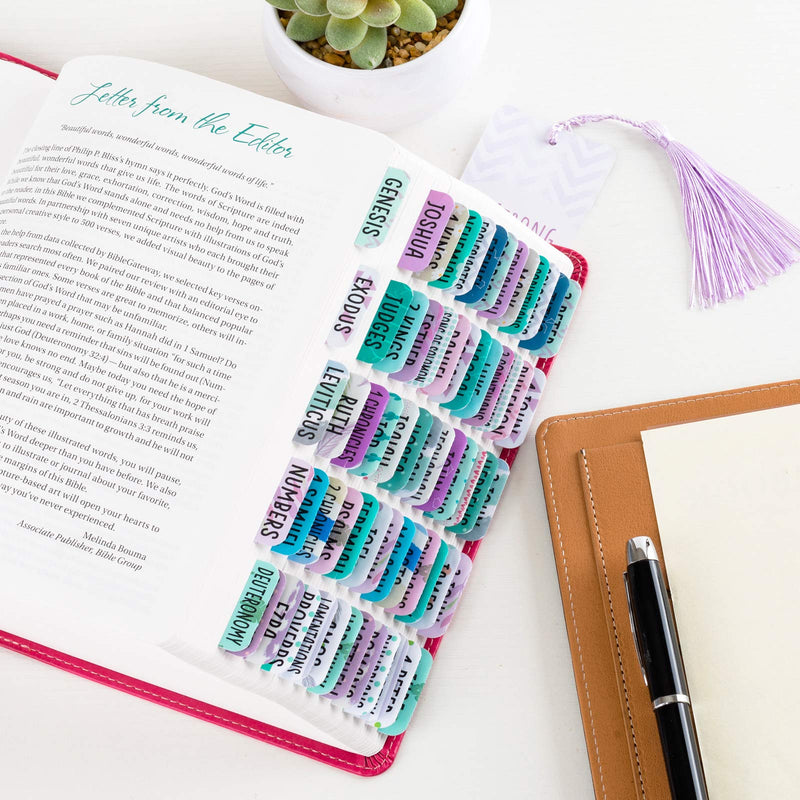 [Australia - AusPower] - Laminated Bible Tabs for Women and Girls (Large Print, Easy to Read), Women Bible Journaling Book Tabs, Christian Gift, 90 Colorful Bible Tabs Old and New Testament, Includes 24 Blank Tabs Space 