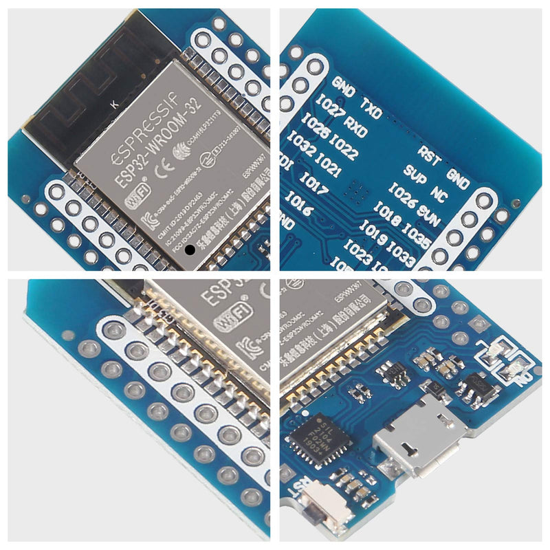 [Australia - AusPower] - AITRIP 4pcs D1 Mini NodeMCU ESP32 ESP-WROOM-32 WLAN WiFi Bluetooth Development Board 5V Compatible with Arduino 