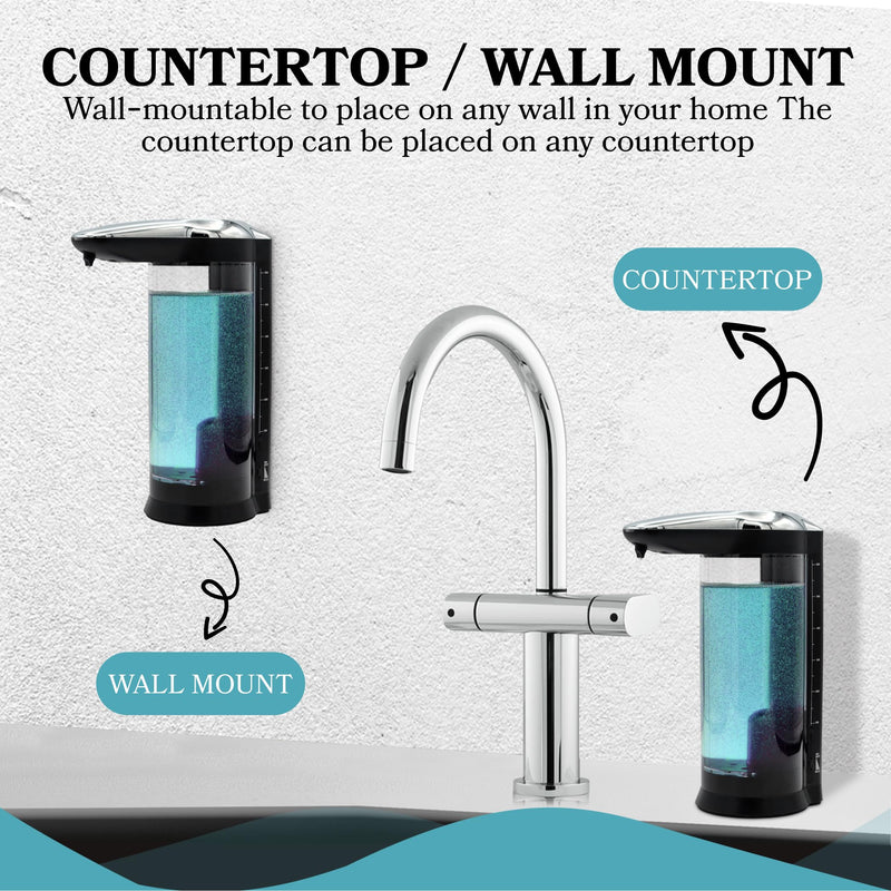 [Australia - AusPower] - Rechargeable Automatic Soap Dispenser Touchless. Large 22oz Dual Wall Mountable or Countertop Liquid Hand Soap Dispenser for Kitchen Sink. Automatic Soap Dispenser Bathroom. 