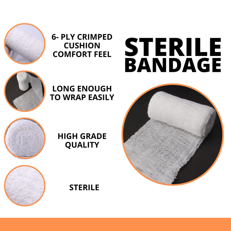 [Australia - AusPower] - 8 Pack Sterile Gauze Stretch Bandage Roll, 4 Inch X 4 Yards 6 Ply Approved, Used for Wound Care, Easy to Use Cotton Ply Rolled Hand Wrap Dressing Ankles & Knees. Add to First Aid Supplies 