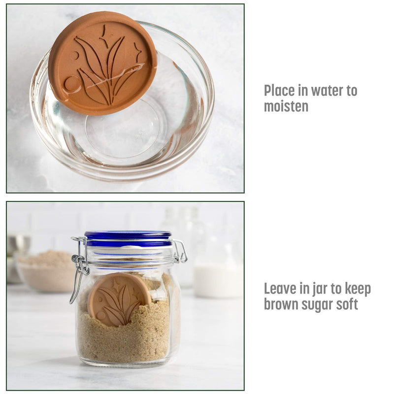[Australia - AusPower] - Goodful Brown Sugar Saver and Softener Disc with Elegant Leaf Design, Multiple Uses for Food Storage Containers, Reusable and Food Safe, Terracotta, 2 Pack Sugar Saver 2-Pack 