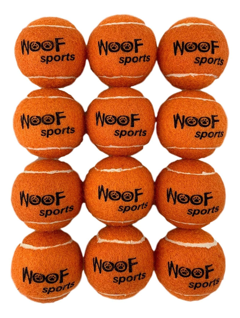 [Australia - AusPower] - small TENNIS BALLS for Dogs by WOOF SPORTS (1.9") - 12 Orange Durable and Easy to Find Mini Tennis Balls for Small Dogs and Puppies. Includes Carrying Bag. 