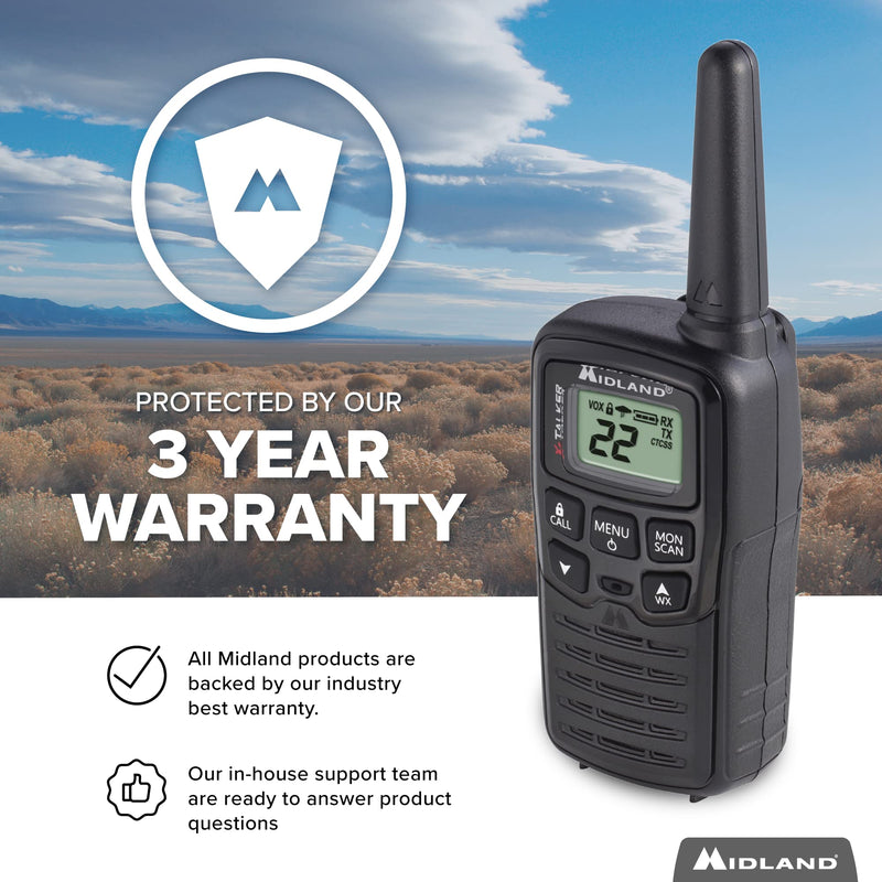 [Australia - AusPower] - Midland - T10 X-TALKER, 22 Channel FRS Walkie Talkies - Extended Range Two Way Radios, 38 Privacy Codes & NOAA Weather Alert (Pair Pack) (Black) 2 Pack 