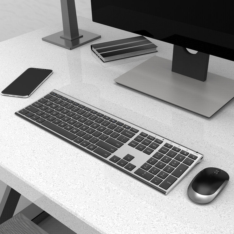 [Australia - AusPower] - Wireless Keyboard and Mouse, Vssoplor 2.4GHz Rechargeable Compact Quiet Full-Size Keyboard and Mouse Combo with Nano USB Receiver for Windows, Laptop, PC, Notebook-Dark Gray Dark Gray 