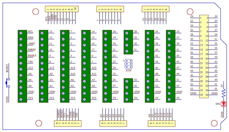 [Australia - AusPower] - Electronics-Salon Screw Terminal Block Breakout Module, for Arduino MEGA-2560 R3. 