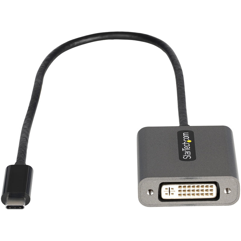 [Australia - AusPower] - StarTech.com USB C to DVI Adapter - 1920x1200 USB Type C to DVI-D Display/Monitor Video Converter, USB-C Dongle, Thunderbolt 3 Compatible, 12" Attached Cable - Upgraded Version of CDP2DVI (CDP2DVIEC) Silver 1080p 