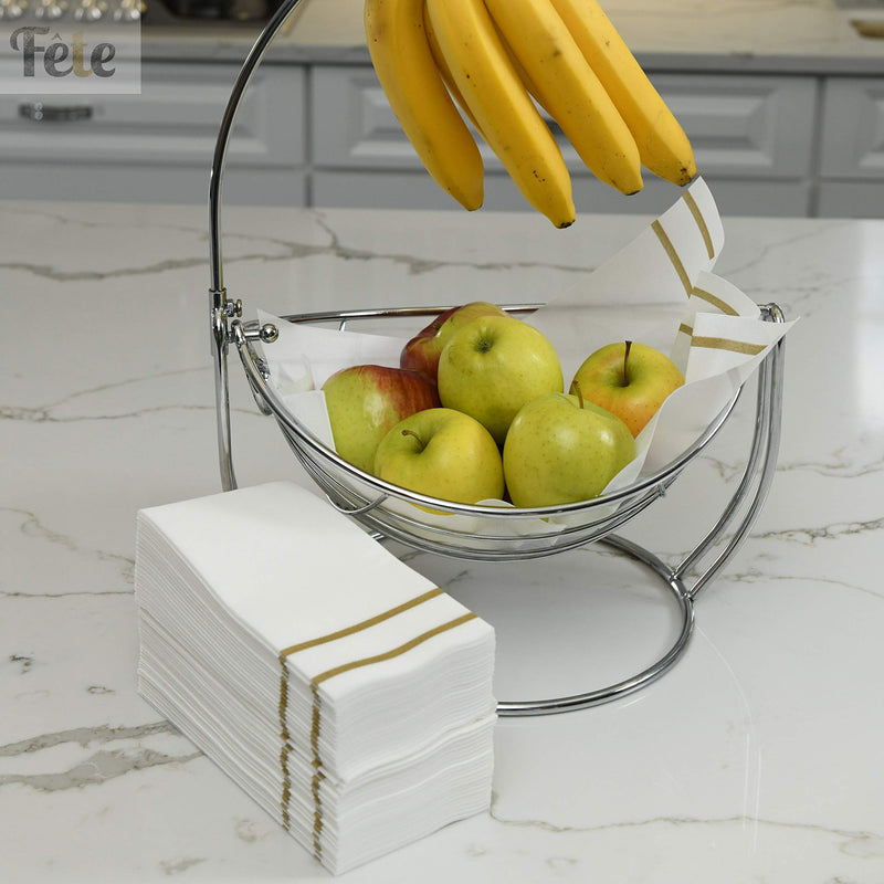 [Australia - AusPower] - Disposable Hand Towels For Bathroom, Gold Design 50 Linen-Feel Guest Towels – Formal Dinner, Anniversary, and Wedding Napkins for Tables, Guestrooms, and Restrooms - 8.5x 4-Inches Folded, [50 pack] 