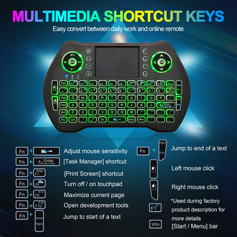 [Australia - AusPower] - Backlit Mini Wireless Keyboard with Touchpad Mouse Combo with Rechargable Li-ion Battery & Multi-Media Handheld Keyboard for Google Android TV Box Smart TV X-Box PC HTPC PS3 PAD Windows Linux MacOS 