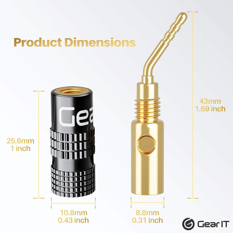 [Australia - AusPower] - GearIT Pin Banana Plugs for Speaker Wire (6 Pairs, 12 Pieces), 2mm Pin Plug Screw Type, 24K Gold Plated Connectors (Support 12 AWG to 20 AWG Wires) 2mm (Pin Screw) 