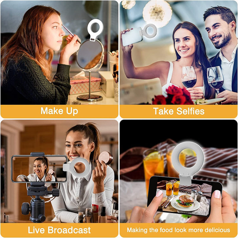 [Australia - AusPower] - Clip on Ring Light, Kimwood Rechargeable 60 LED Selfie Ring Light for Phone, Laptop, Tablet (3 Models, 5 Level Brightness) 