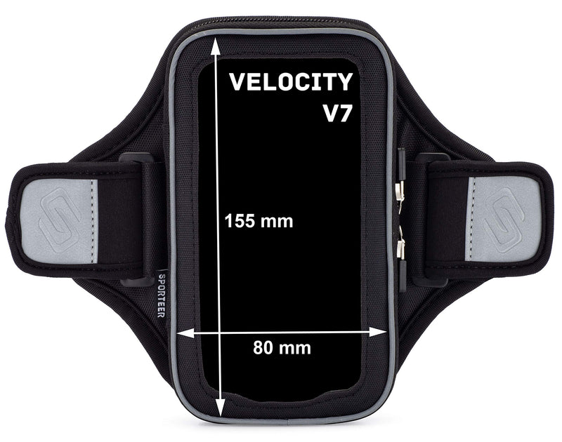 [Australia - AusPower] - Sporteer Velocity V7 Running Armband - Compatible with iPhone 13, 13 Pro, 12, 12 Pro, 11, XR, 11 Pro, Xs, 8, Galaxy Note 10, Galaxy S21, S20, S10, S9, Pixel 5, LG, Moto and More - Fits Most Cases M/L Straps 
