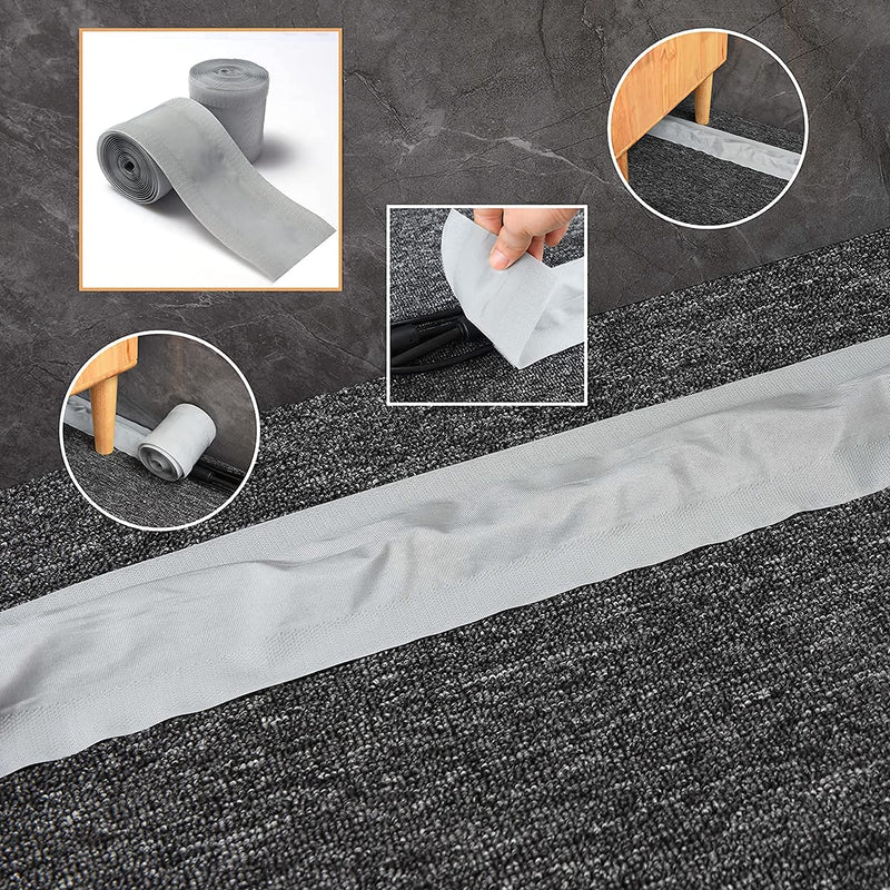 [Australia - AusPower] - Floor Cable Covers,20 Feet Cord Cover Wire Protector Velcro Cable Cover Wire Storage Cover Used to Protect The Cable and Prevent Tripping Over The Cords (Carpet) Carpet 
