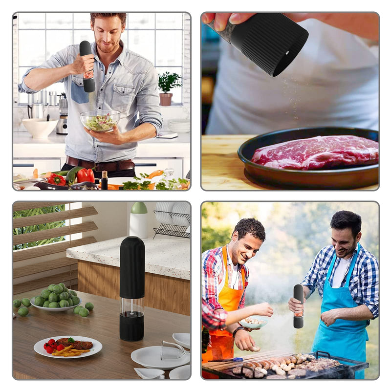 [Australia - AusPower] - T-mark Electric Salt and Pepper Grinder Set - Battery Operated Automatic One Handed Salt Pepper Mill with Bottom Cap, Adjustable Coarseness 