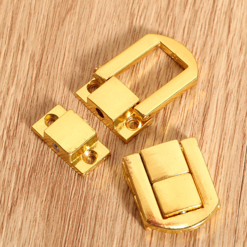 [Australia - AusPower] - dophee Toggle Catch Lock 0.98"x0.79" Gold Retro Style Iron Hasp Wood Chest Lock Latch Clasp with Screws for Jewellery Box Suitcase Chest Decoration (5-Pack) 5 Pieces 