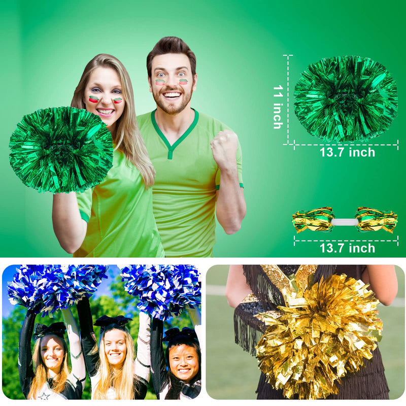 [Australia - AusPower] - PompPoms Cheerleading, AOPANDA 2 Pack Cheerleading Pom Poms for Kids with Baton Handle for Team Spirit Sports Dance Cheer Kids Adults (pink , blue, White, Green, Yellow)) 