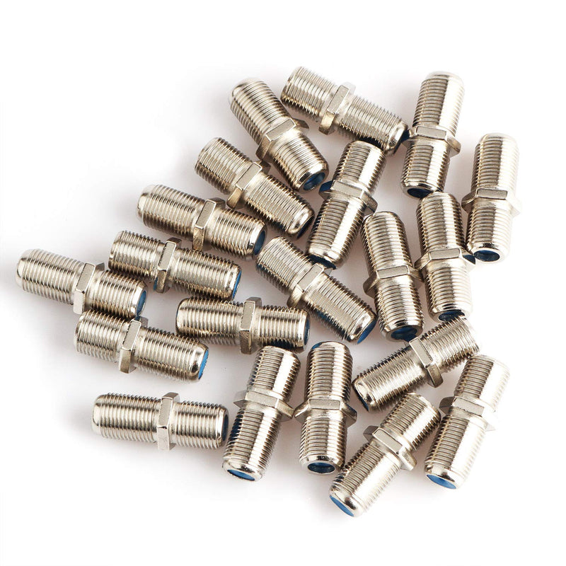 [Australia - AusPower] - Pasow F81 Barrel Connectors High Frequency 3GHz Female to Female F-Type Adapter Couplers (20 pcs, Silver) 20 pcs 