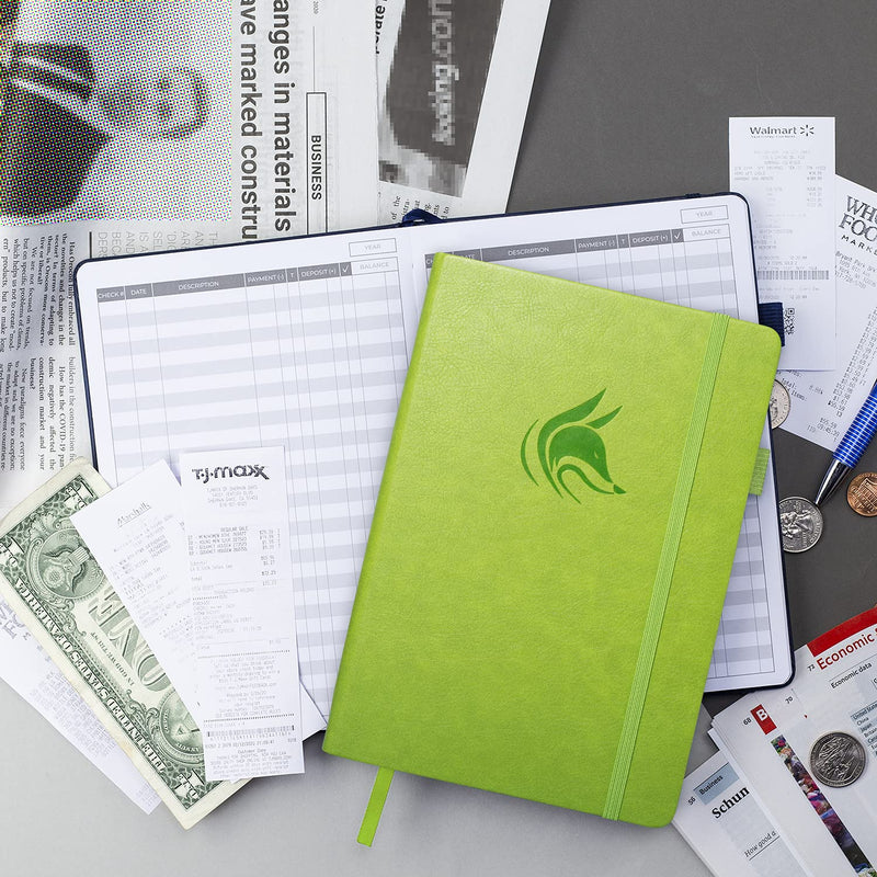 [Australia - AusPower] - Clever Fox Check Register – Deluxe Checkbook Log with Check & Transaction Registers, Bank Account Register Booklets for Personal and Work Use, A5 Hardcover - Green A5 (5.8'' x 8.3'') 