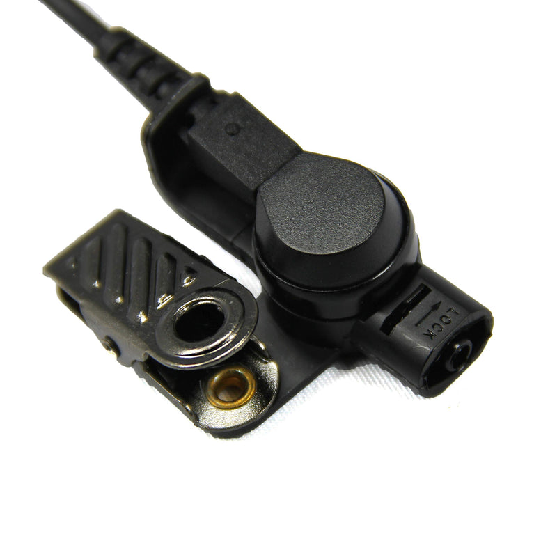[Australia - AusPower] - MaximalPower Clear Coil Tube Earbud Headset PTT Mic w/Kevlar HYTERA 2-Pin Plug with Screw Black 