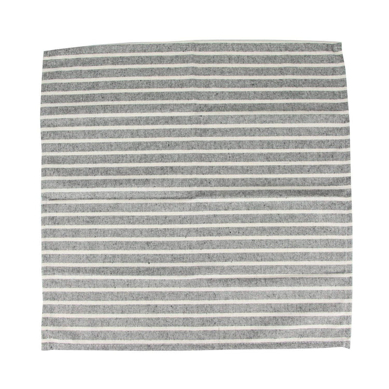 [Australia - AusPower] - INFEI Soft Broad Striped Linen Cotton Dinner Cloth Napkins - Set of 12 (17 x 17 inches) - for Events & Home Use (Black) Black 