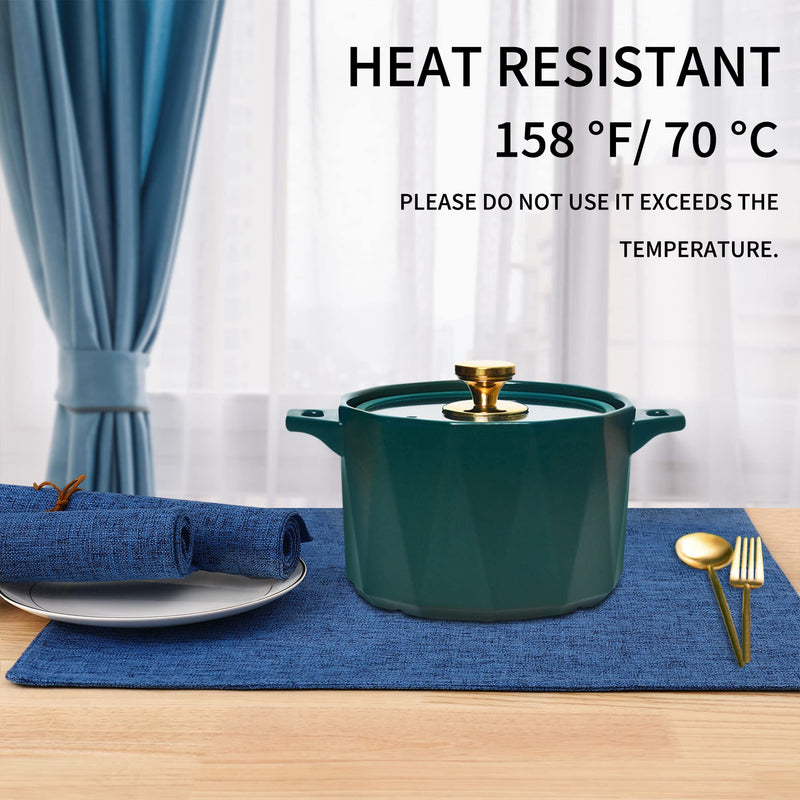 [Australia - AusPower] - Homaxy Cotton Linen Placemats for Dining Table Set of 6, Heat Resistant Washable Table Mats, Easy to Clean Place Mats, 13" x 19", Blue 