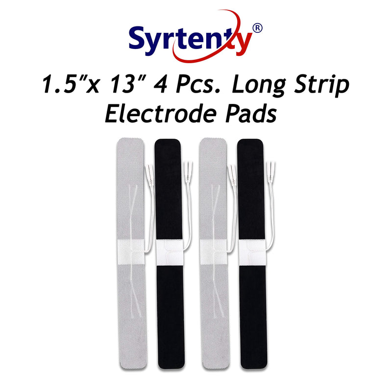 [Australia - AusPower] - Syrtenty TENS Unit Replacement Pads - Pack of 4 Electrode Squares for Muscle Stimulation & Therapy - 1.5" x 13" Stimulator Pad Set 1.5"x13" 