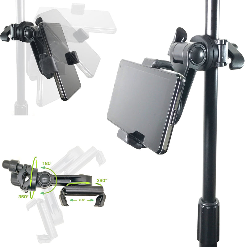 [Australia - AusPower] - AccessoryBasics Music Boom Mic Microphone Stand Smartphone Mount w/360° Swivel Adjust Holder for all smartphones up to 3.75 inches wide (Zoom Video Compatible) 