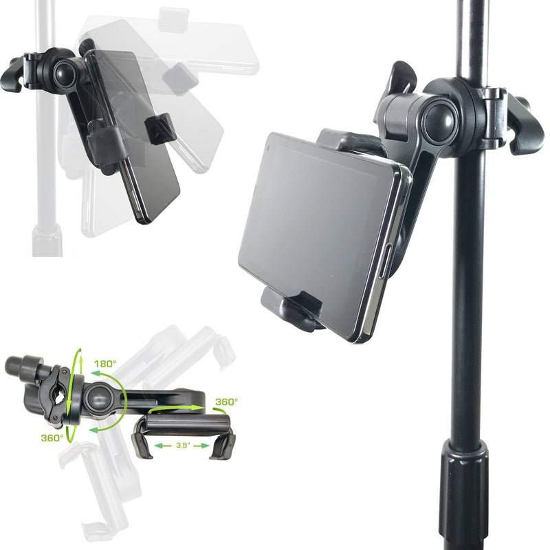 [Australia - AusPower] - AccessoryBasics Music Boom Mic Microphone Stand Smartphone Mount w/360° Swivel Adjust Holder for all smartphones up to 3.75 inches wide (Zoom Video Compatible) 