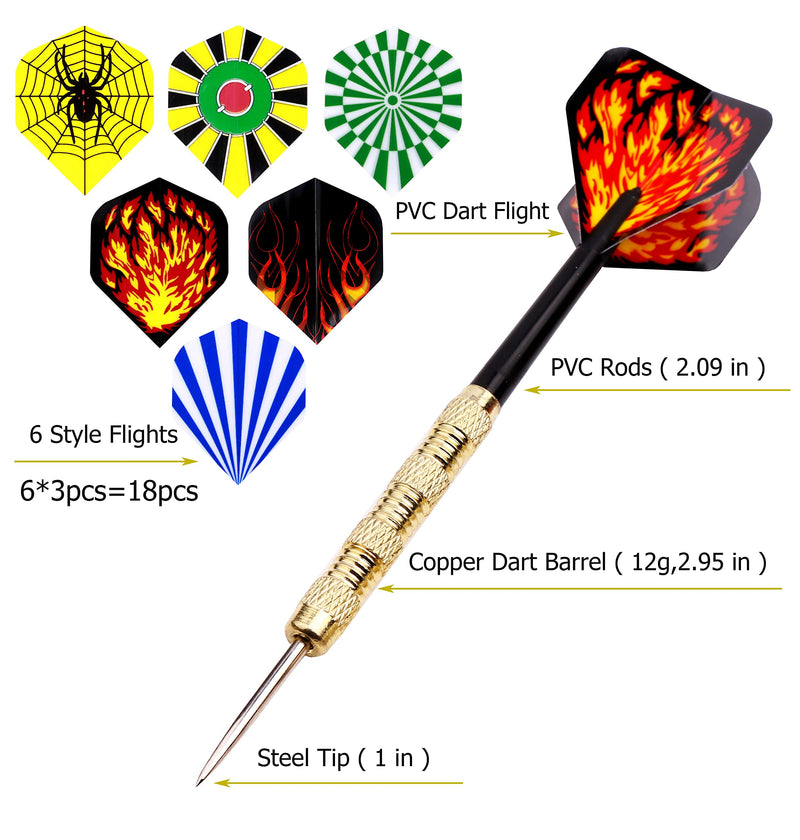 [Australia - AusPower] - MAXMAU Steel Tip Darts Set,Professional Darts Metal Tip,Metal Darts for Dartboard,18 pcs 