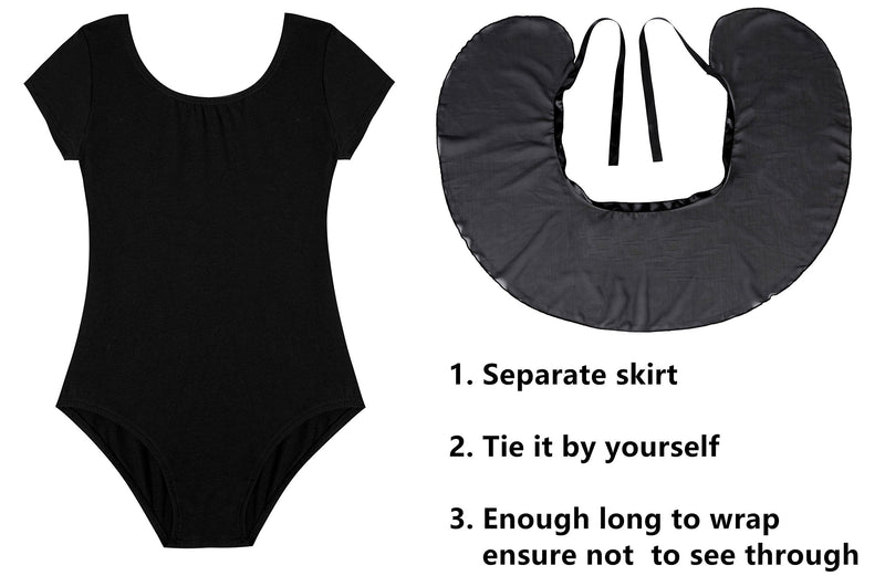 [Australia - AusPower] - DANSHOW Girls Short Sleeve Leotard with Skirt Kids Dance Ballet Tutu Dresses 6-8 Years Black 
