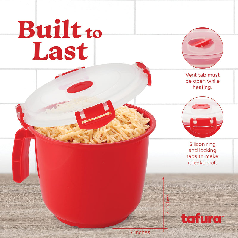 [Australia - AusPower] - Tafura Microwave Bowl with Lid [Pack of 2] | Microwavable Soup Bowl with Cover | Ramen Noodle Cup Microwave-safe | Oatmeal Container To-Go. Leakproof, 34 Ounce, BPA Free 