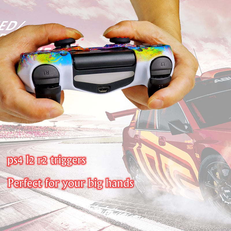 [Australia - AusPower] - Silicone Skin for Ps4 Controller, 2pcs Anti-Slip Shell Cover Case with 10 Joystick Grips, 2 Pairs L2 R2, 4pcs Led Light Bar Skin for Playsation 4/ Slim/Pro Dualshock 4 Controller Wireless Gamepad PS4 controller #4 