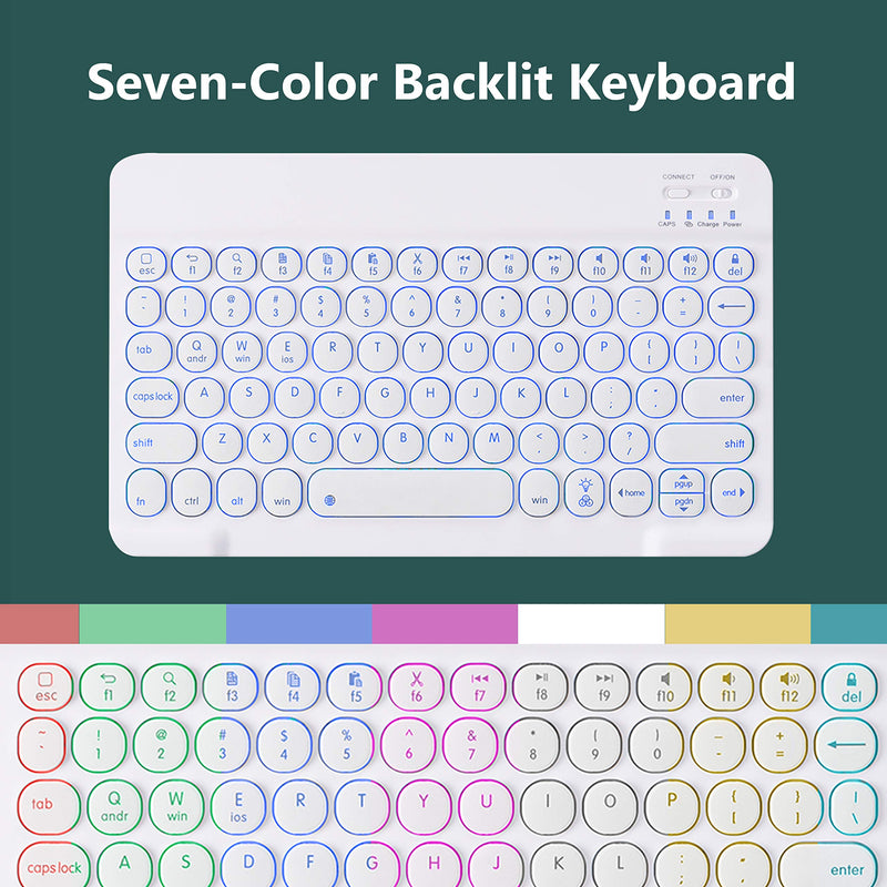 [Australia - AusPower] - Backlit Bluetooth Keyboard, Ultra Portable Slim Wireless Keyboard with 7-Color Backlit, Rechargeable Bluetooth Keyboard Compatible with iOS, Android, Windows System 